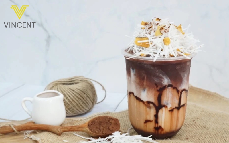 Các bước pha chế Sữa Dừa Cacao mát lạnh